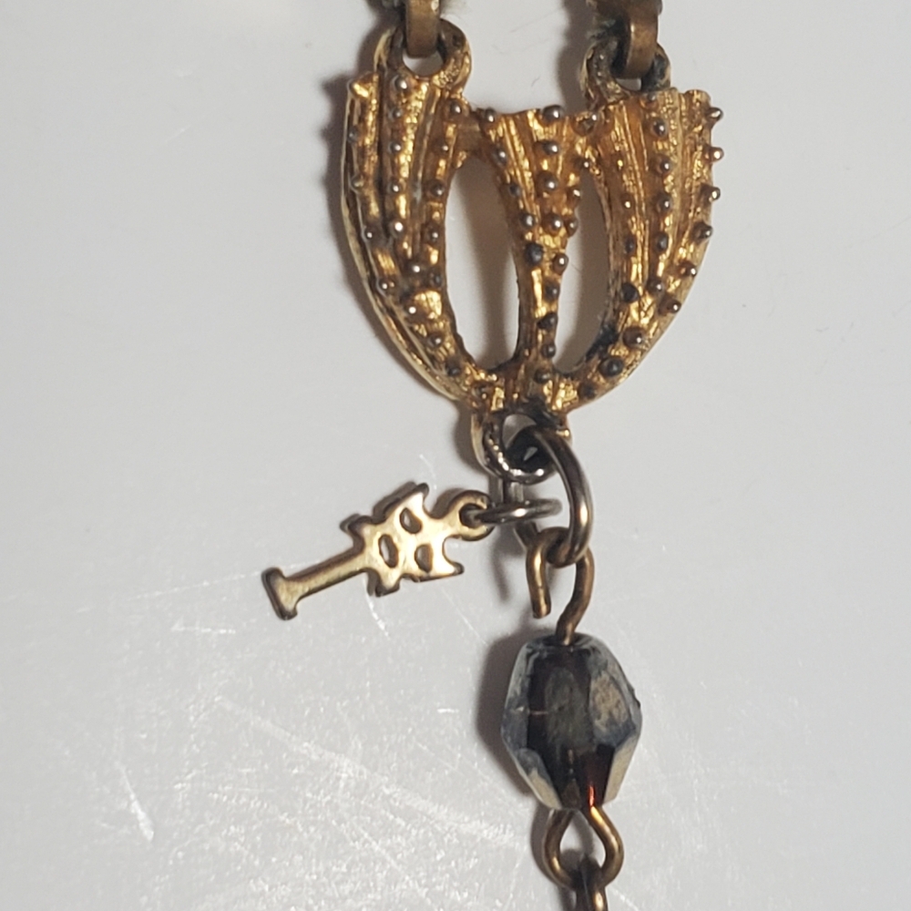 Vintage TRFARI Double Strand Gold Tone Textured and Faceted Beaded Necklace - Picture 5 of 6